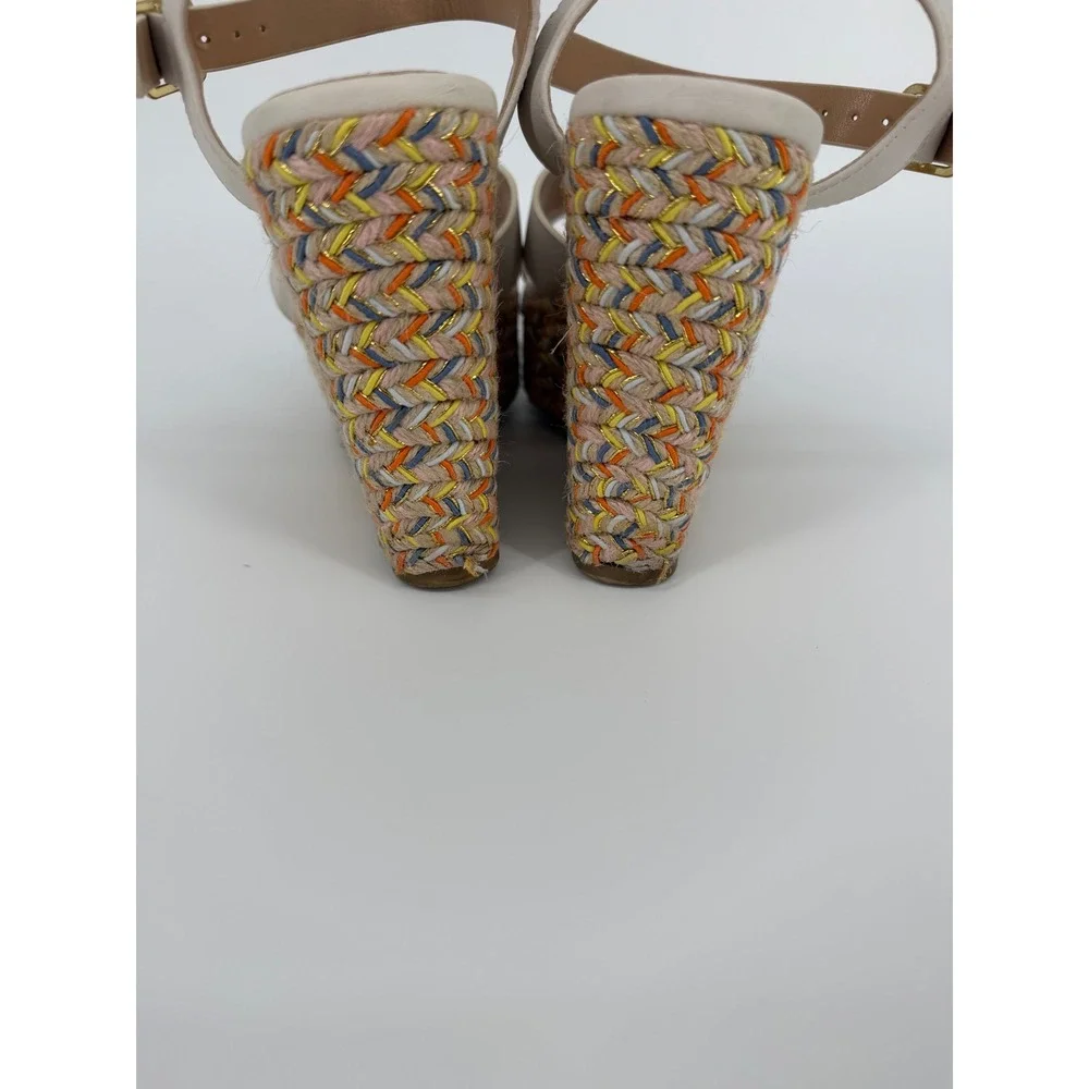 Michael by Michael Shannon Cream Multi Color Woven Platform Wedge Sandals